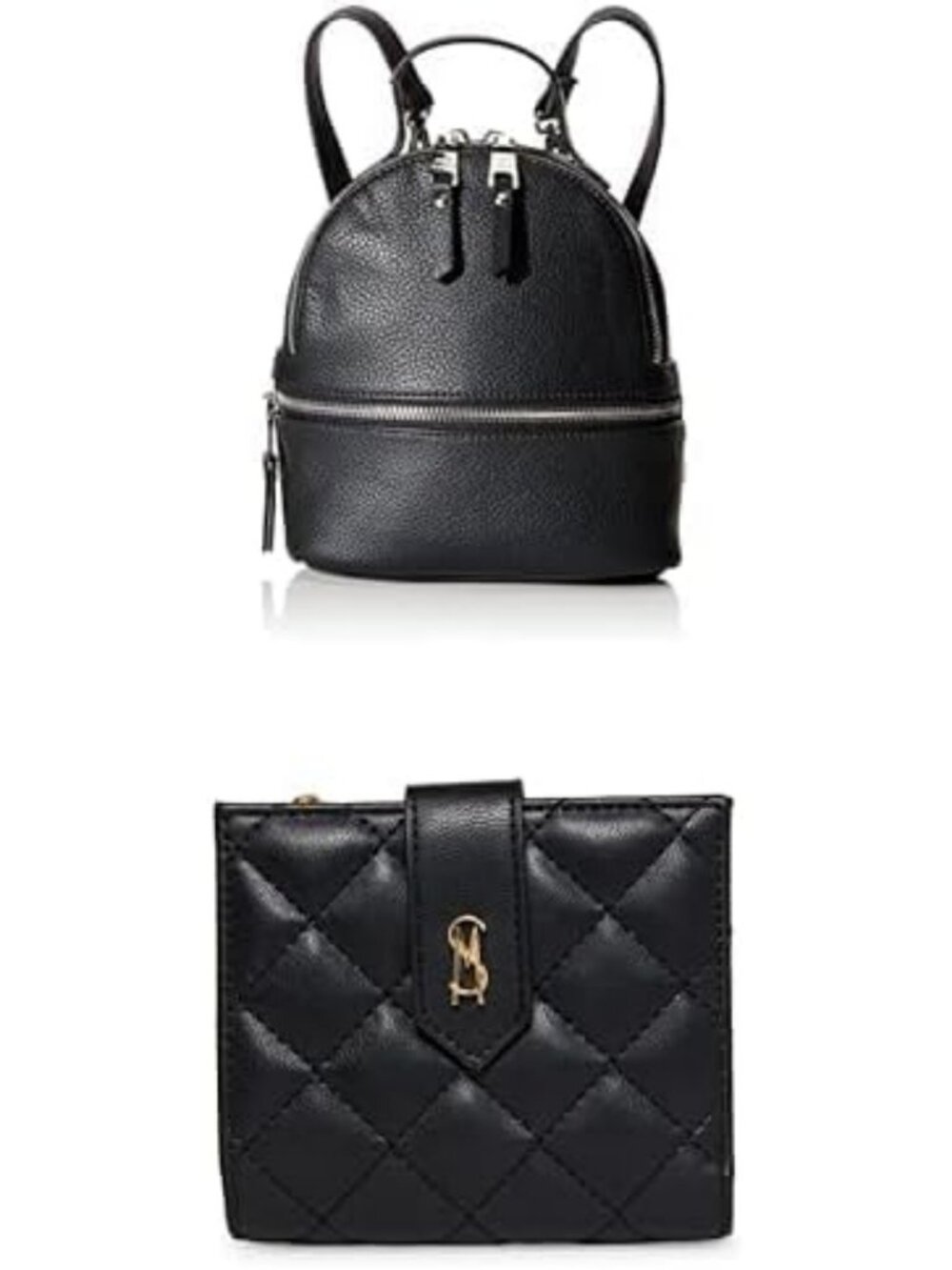 Stylish Women's Black Backpack & Bifold Card Case Bundle - Perfect for Everyday
